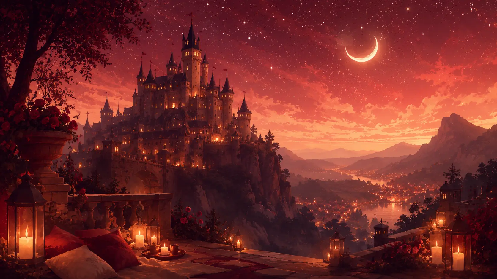 Immersive illustrated fantasy world created with the My Spicy Vanilla couples storytelling app